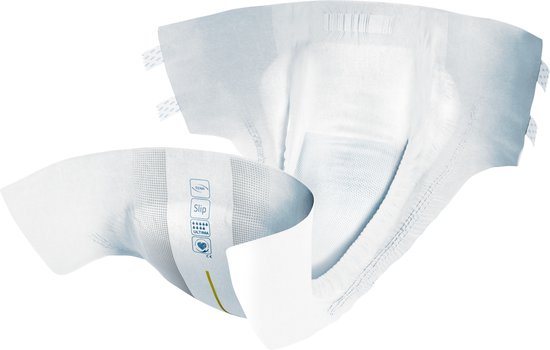 Witte TENA ProSkin Slip incontinentieslip, maat L, met blauwe en grijze details.