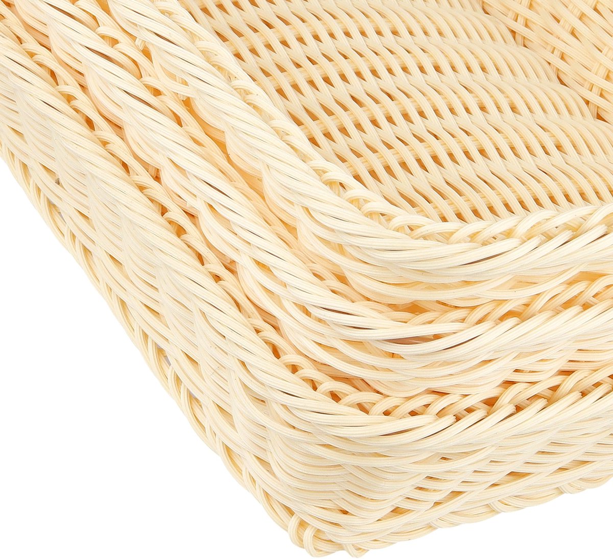 Mand, gevlochten, kleine broodmand, van kunststof, 30 x 20 x 7 cm, rieten mand, broodmand met rotanlook, broodmand voor groenten, brood, gebak, snacks en chips, 3 stuks