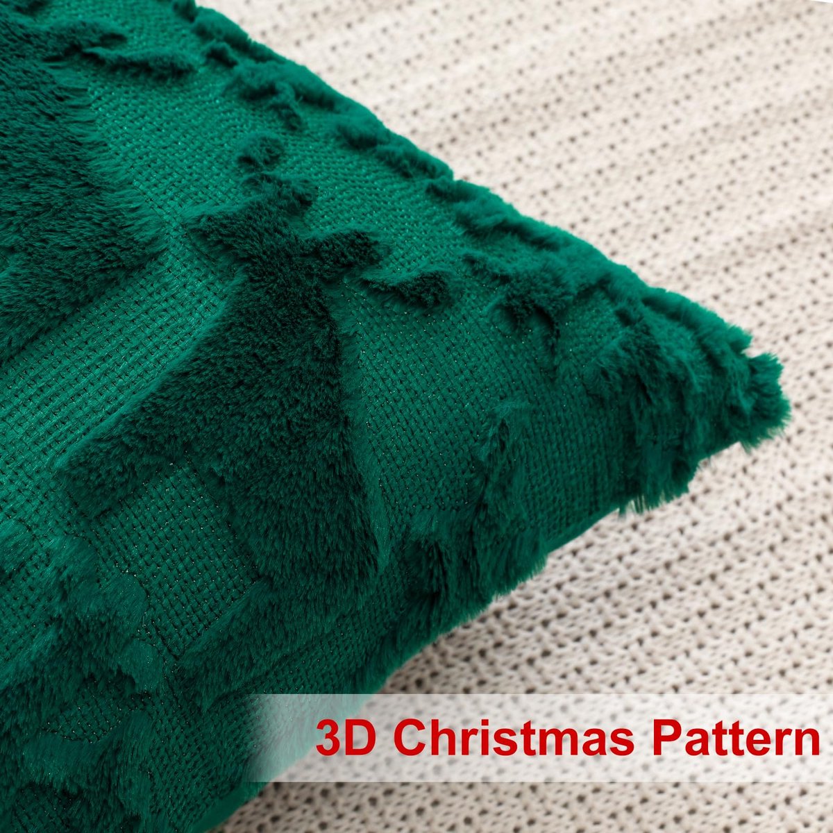 Set van 1 Kerst Zachte Pluche Korte Wol Fluwelen Decoratieve Kussenhoezen 30x50cm Lumbaal Luxe Stijl Throw Kussen Hoezen Kussensloop voor Bank Slaapkamer Sneeuwvlok en Eland Groen