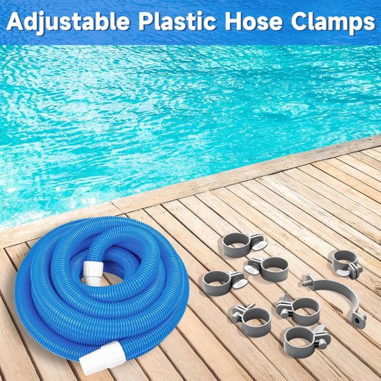 Slangklemmen 32-38 mm - 6 stuks - Zwembad klemmen - Verstelbare Zwembadslangklemmen - Sterke bevestigingsklem - Voor Zwembadslangen, filterpompslangen en tuinslangen - Wit — afbeelding 4