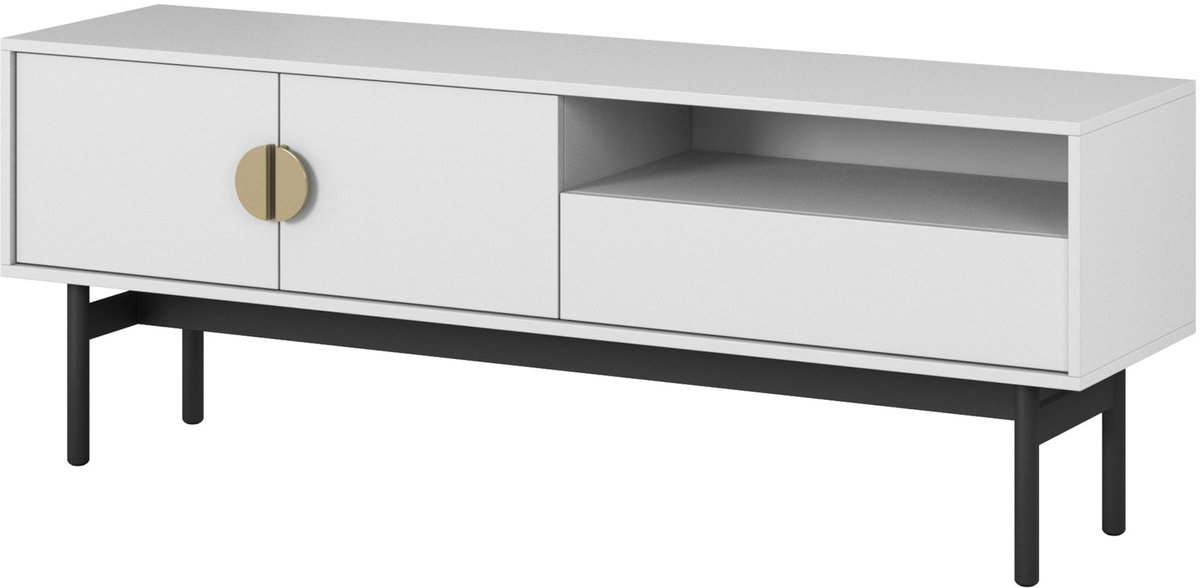 Selsey Stoon II – TV-meubel met 1 lade en 1 open vak - Wit - 154 cm
