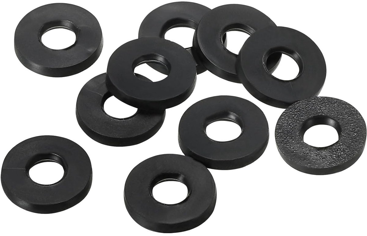 M4 rubberen platte sluitringen, verpakking van 10 stuks, 4 mm ID, 9 mm AD, 1,2 mm dik, afdichtringen, sluitringen voor kraan, buizen, waterslang, bevestigingsbouten, zwart