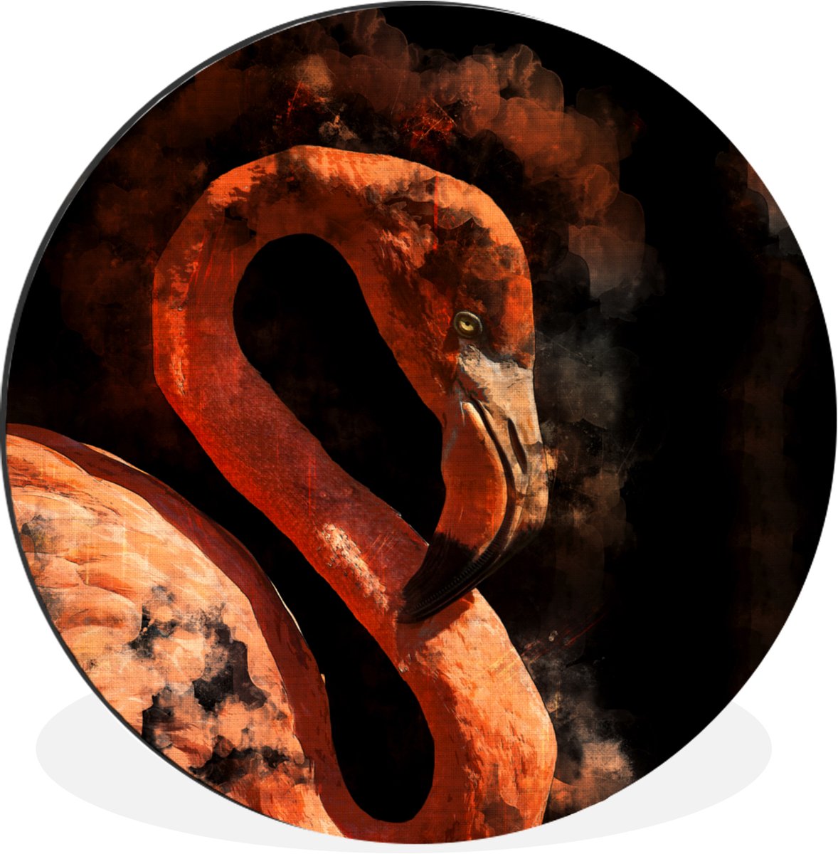 WallCircle - Wandcirkel - Muurcirkel - Flamingo - Verf - Vogel - Aluminium - Dibond - 120x