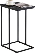 ACAZA Bijzettafel - Zwart - Marmerlook - Nachtkastje - Tafeltje - Banktafel - Ruimtebesparend