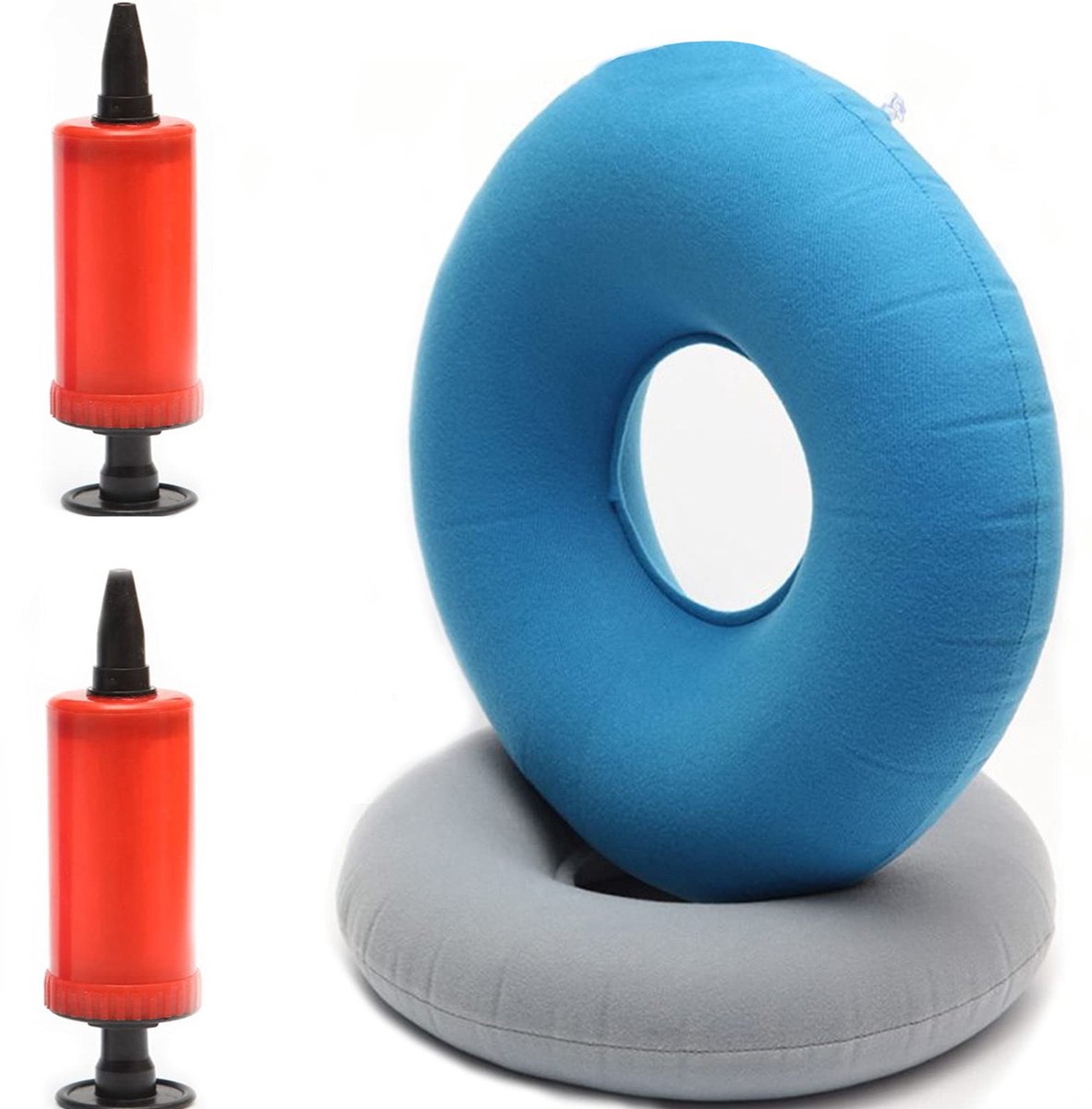 2 STUKS Opblaasbaar Ring Kussen, Donut Kussen Opblaasbaar Ring Kussen, met 2 Pompen, voor Autostoelen, Rolstoelen, Aambeien Behandeling