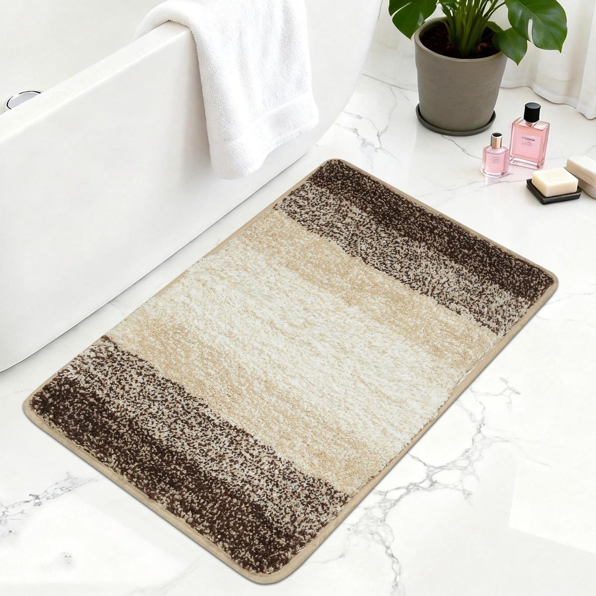 Badmat, antislip, badmat, waterabsorberend, badmat, wasbaar, zachte microvezel, beige, voor toilet, toilet, badkamer, decoratie