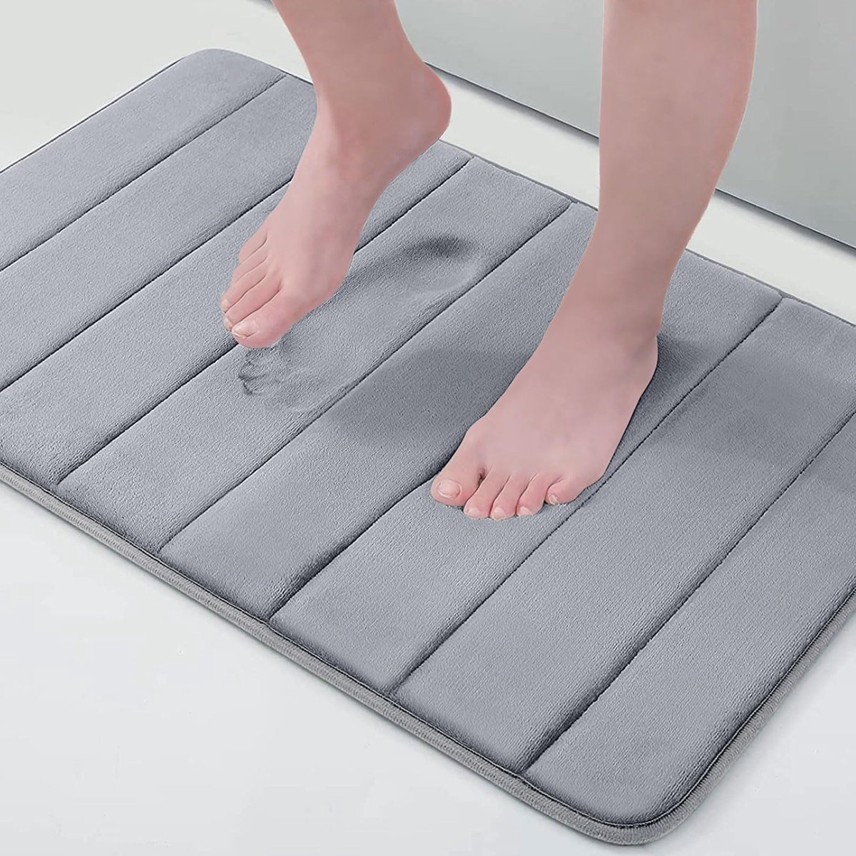 Badmat van traagschuim, absorberend, antislip, wasbaar, 43 x 61 cm, grijs