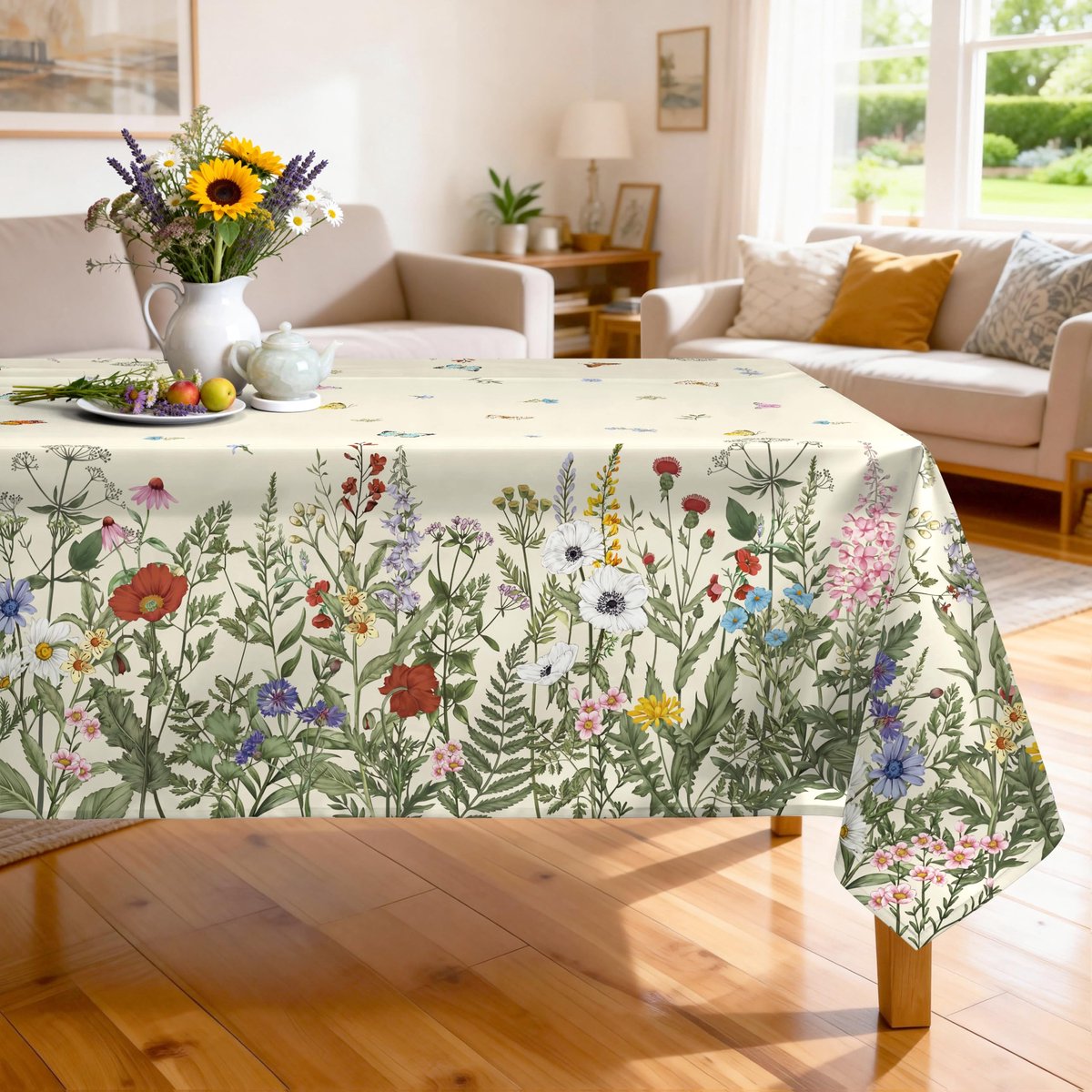 Veld Gras Tafelkleed Rechthoekig Wasbaar Waterdicht Saliegroen Tafelkleden Lente Polyester voor Keuken Restaurant Party Jubileum Decoraties, 152 x 304 cm