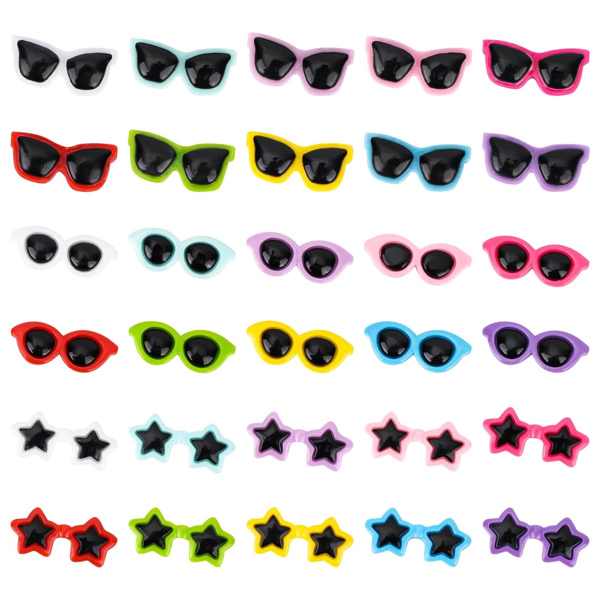 Dailygoods - 60st Mini-Zonnebrillen voor Knutselwerkjes, Kleurrijke Mini-Zonnebrillen met Platte Achterkant Harsdecoratie DIY Telefoonhoesjes Accessoires voor Haaraccessoires Telefoonhoesjes