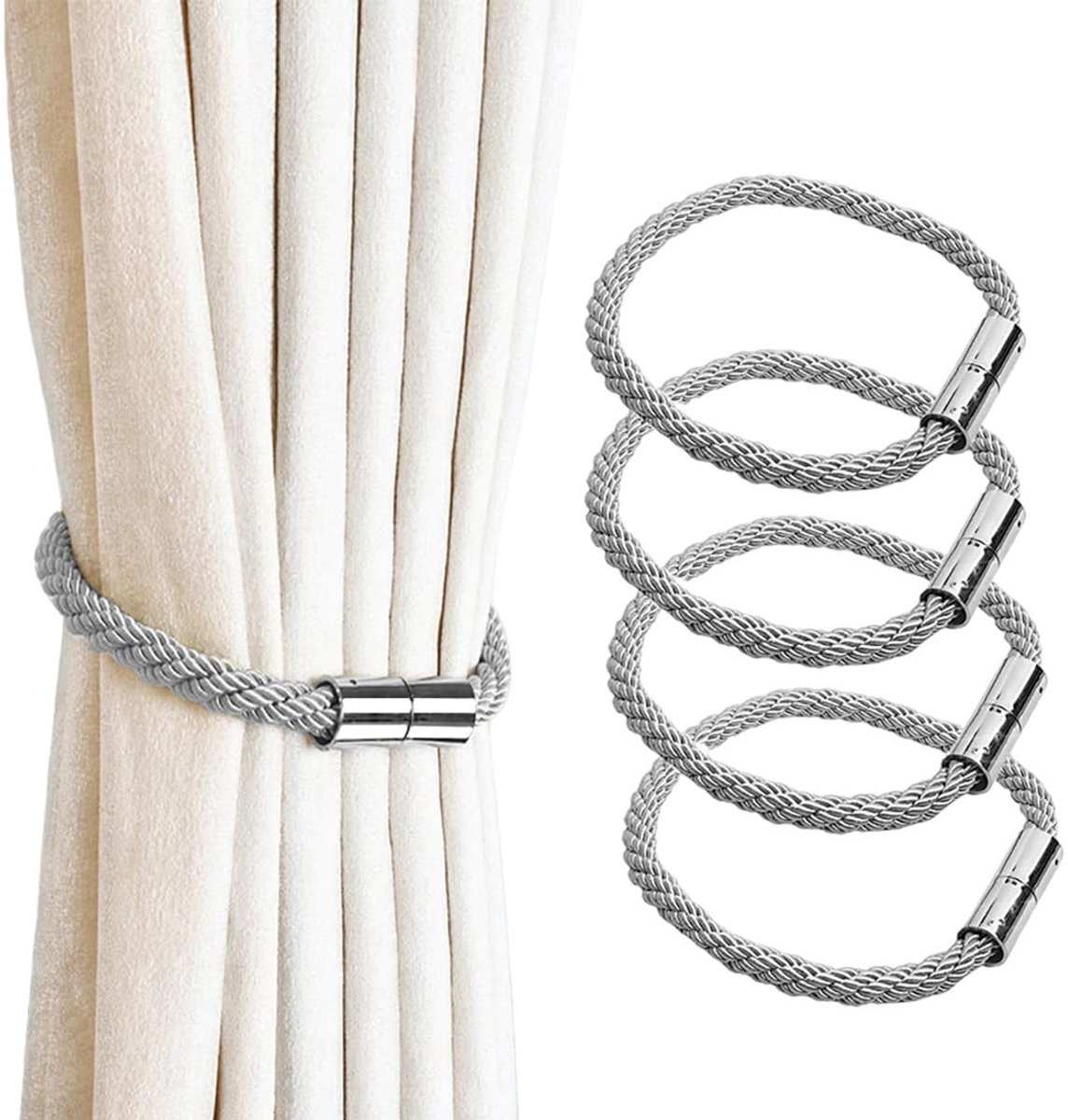 Dailygoods- Embrasses Verstelbaar 52 cm - Magnetische Gordijnhouders - Accessoires voor Gordijnen - Houdt Gordijnen op Hun Plaats - Eenvoudig te Monteren - Gordijnhouder