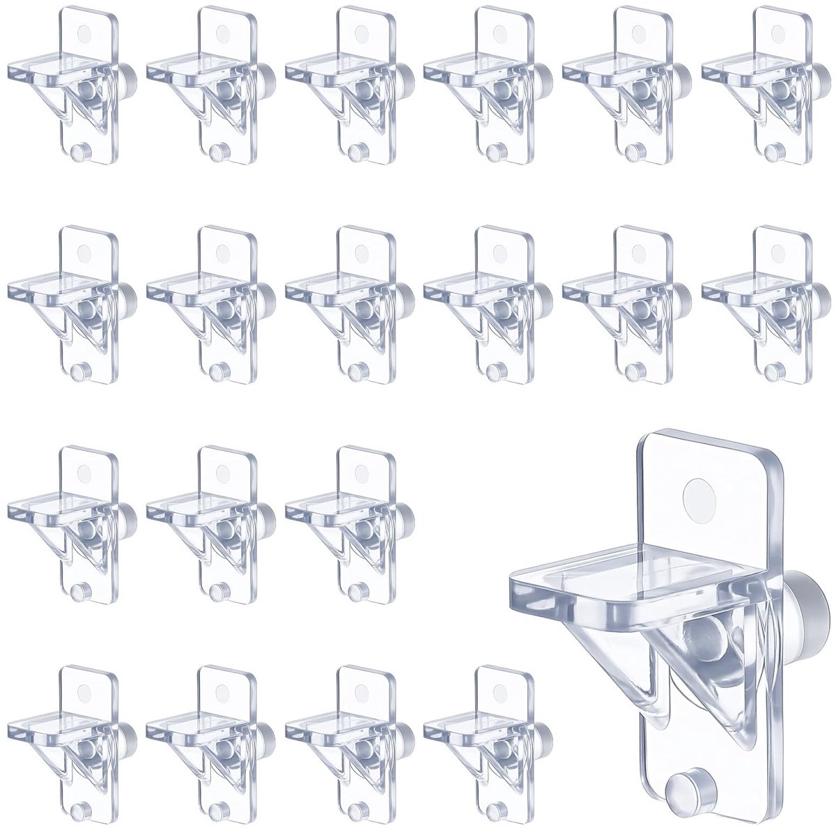 Dailygoods- Plankdragers 20 stuks - Transparant - ABS-kunststof - 6 mm inlegplankhouders - Vloerdragers - Tot 2,7 kg belastbaar - Voorgeboorde gaten - Plankhouders