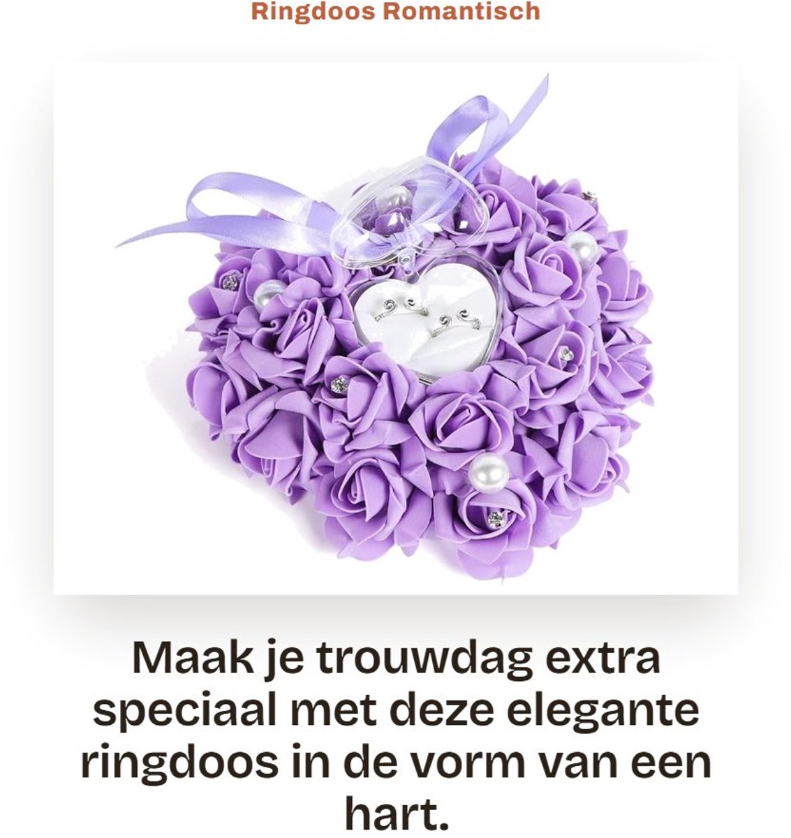 Dailygoods- Ringenbox Hartvorm - Huwelijksring Houder - Sieradenhouder - 15 x 13 cm - Zachte Ribbons - Ideaal voor Bruiloften - Ringhouder