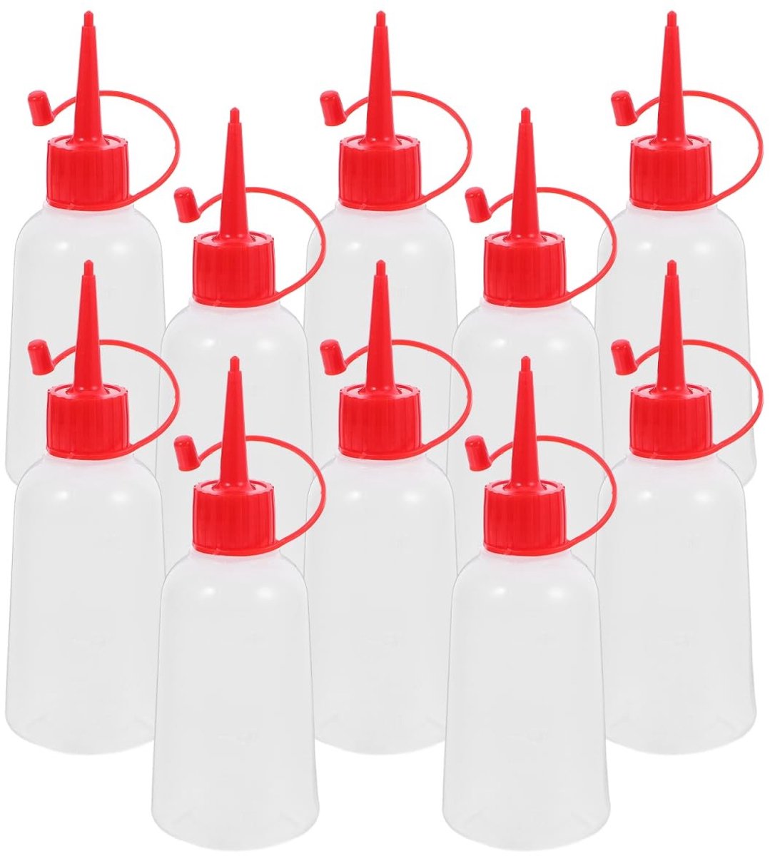 Dailygoods- Lijmflessen 10 stuks - Kunststof Applicatorflessen - Precisiefles - Knijpflessen - Spuitflessen - 100 ml Inhoud - Knijpfles