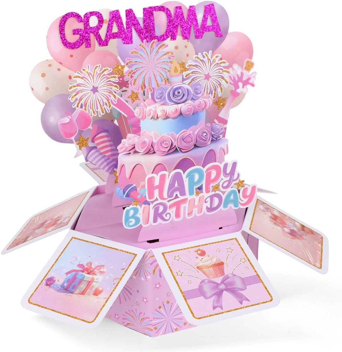 Dailygoods- Pop-upkaart Veelkleurig - Verjaardagskaart voor Oma - Creatieve Wenskaart - Verjaardagscadeau - Inclusief Envelop - 22x22x21,5 cm