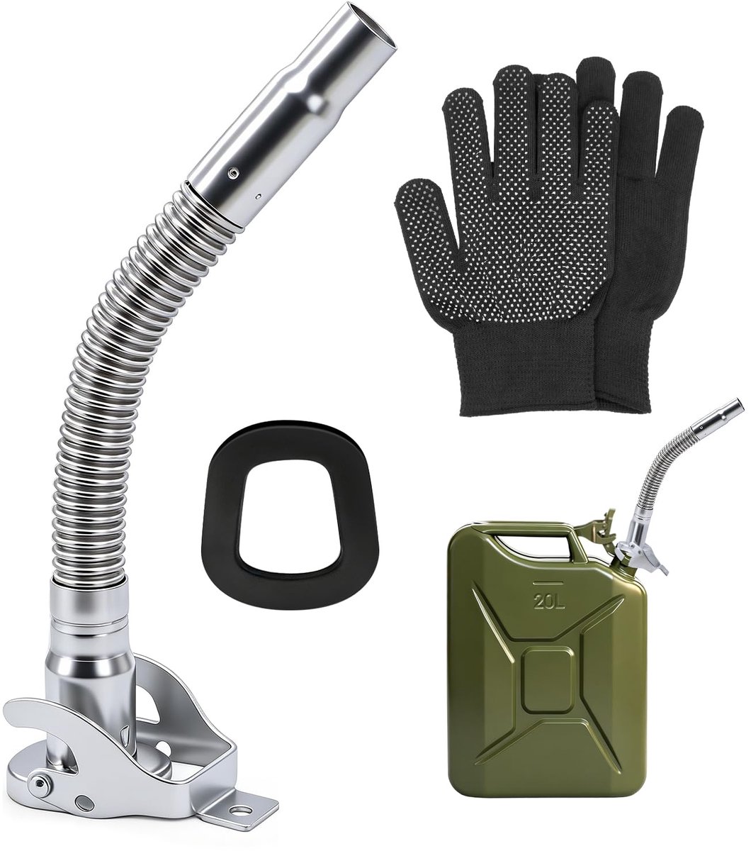 Jerrycan 30 cm benzinejerrycan, schenktuit, reservecan, schenktuit, benzinejerrycan, schenktuit, veiligheidsuitlaatpijp, benzinejerrycan voor 5, 10, 20 liter metalen jerrycan
