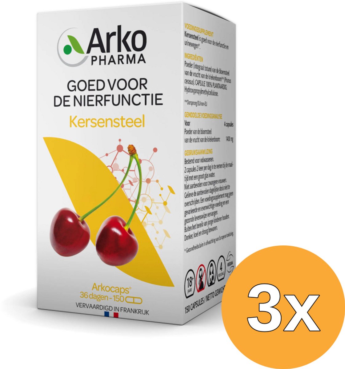 3x Arkocaps Kersensteel (150 capsules)