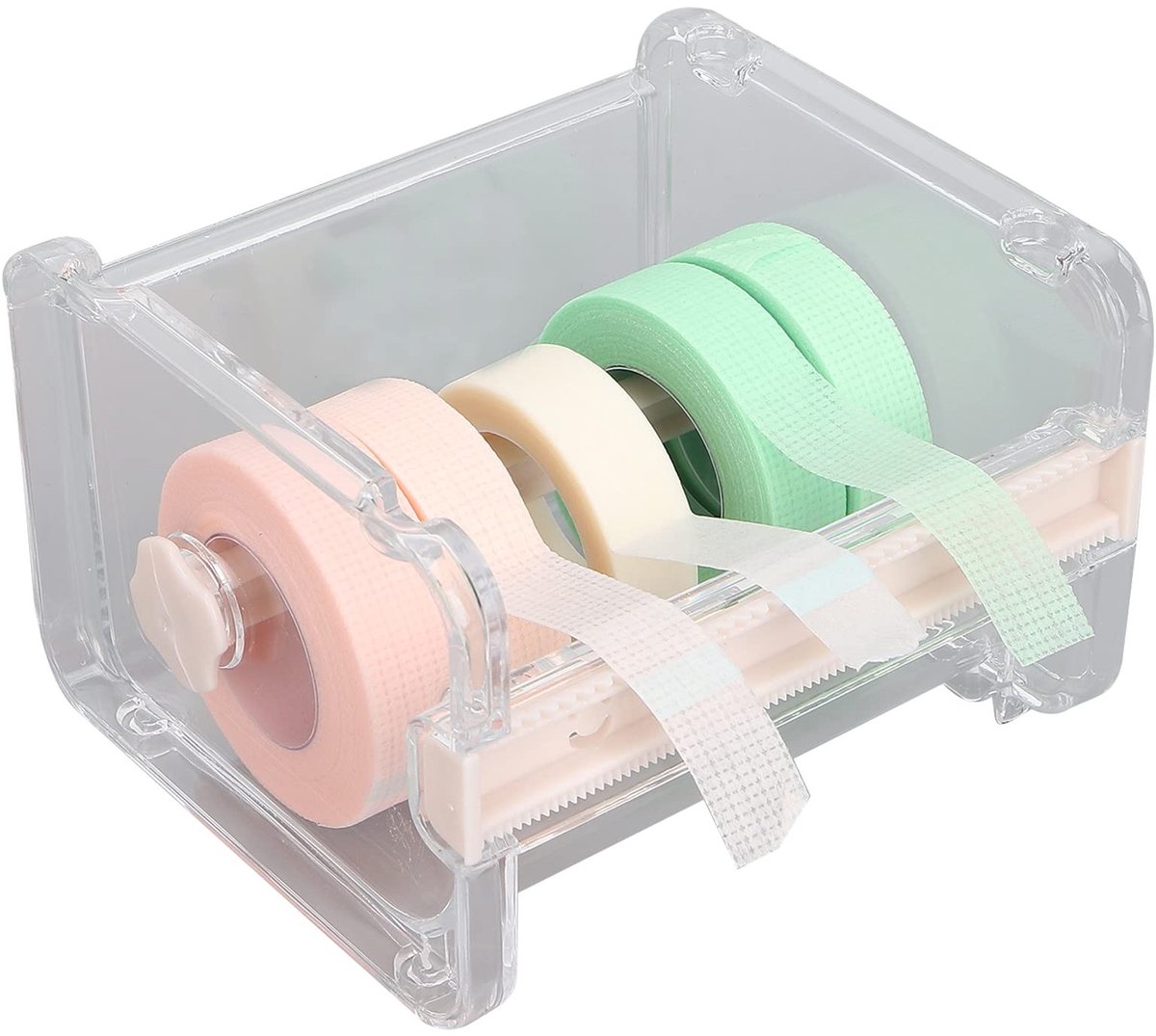 Dailygoods- Plakbanddispenser Transparant - Plakbandhouder - Organizer - Lintsnijder - 10,3 x 9,1 x 7,1 cm - Efficiënt en netjes