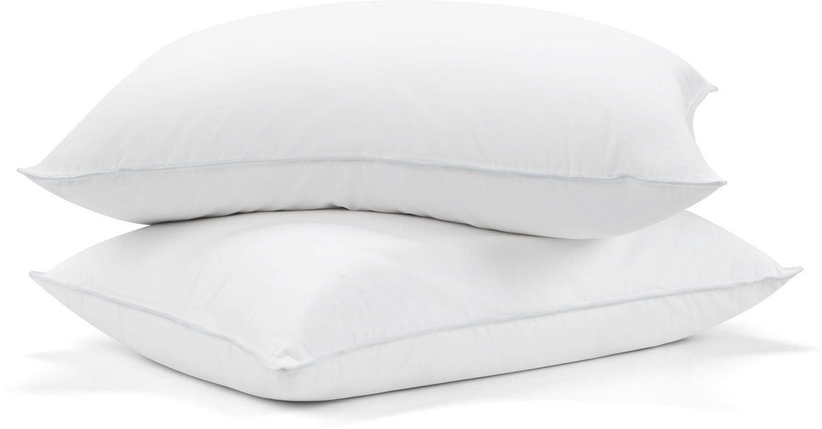 Kussen 48x74cm [Set van 2], Veren Donzen Kussen met 1100g Donsvulling en 100% Katoenen Hoes, Machinewasbaar, Öko-Tex en RDS Gecertificeerd