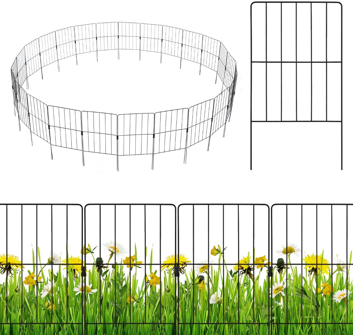 SureDeal® - Tuindecoratie - Delige Opvouwbare Metalen - 61x33 cm - Zwart