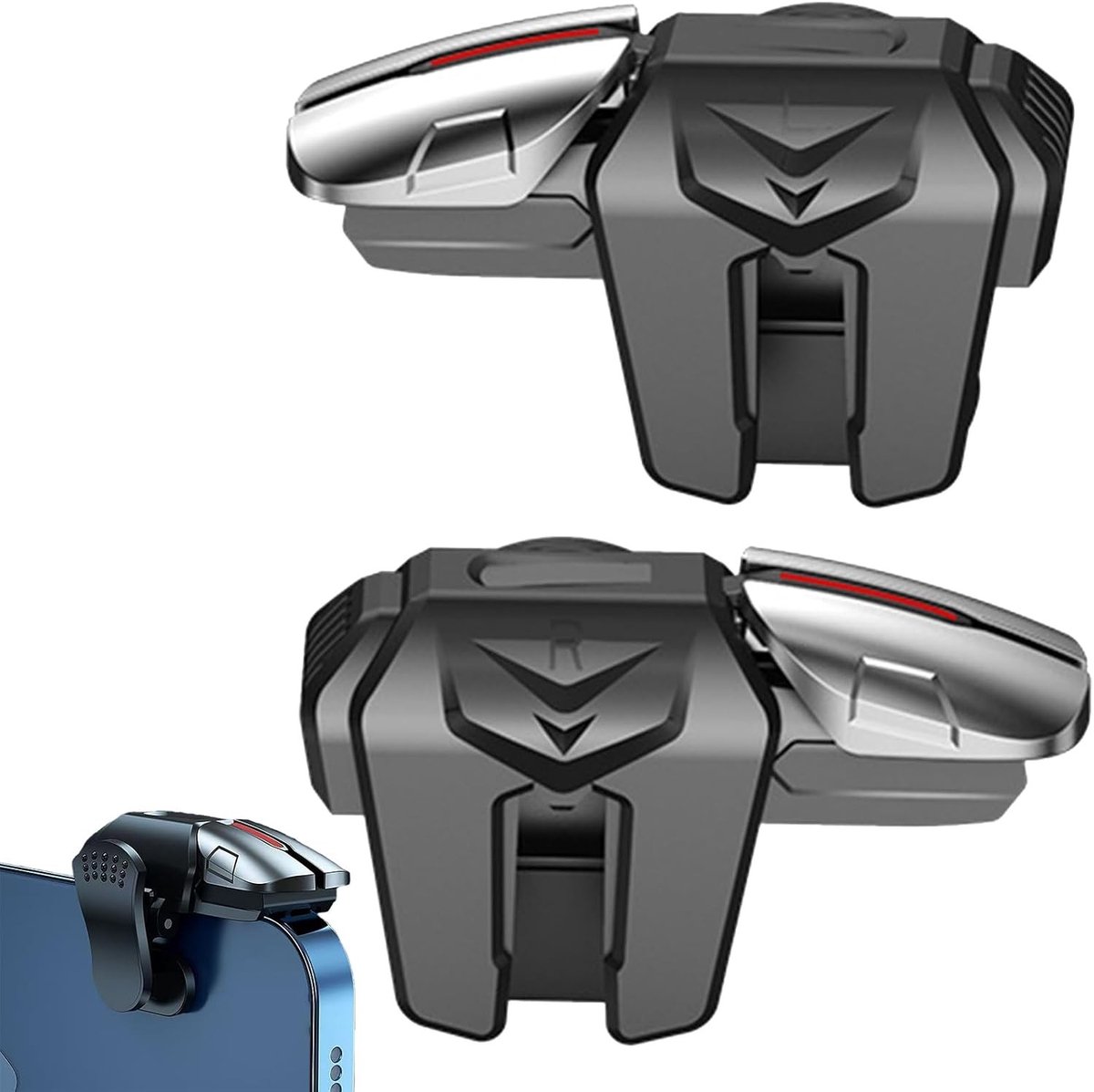 Mobiele Game Controller met 4 Triggers L1R1 L2R2, Universele Controller voor iPhone en Android, Geschikt voor PUBG en Fortnite met Hoge Gevoeligheid en Bescherming