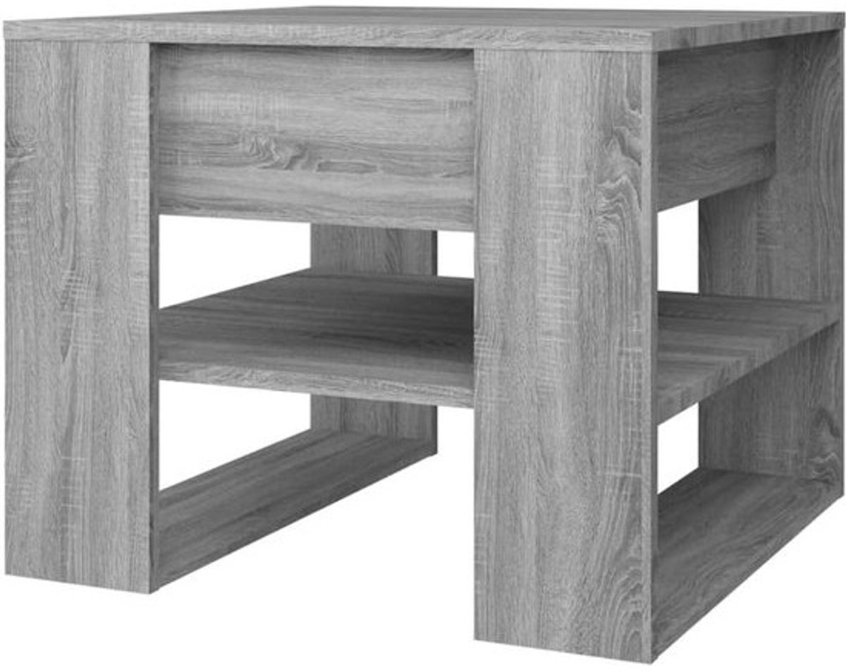 Salontafel - Bijzettafel Koffietafel - Woonkamer Organiseren - Met Opbergschap - 555x55x45 cm - Grijs Sonoma