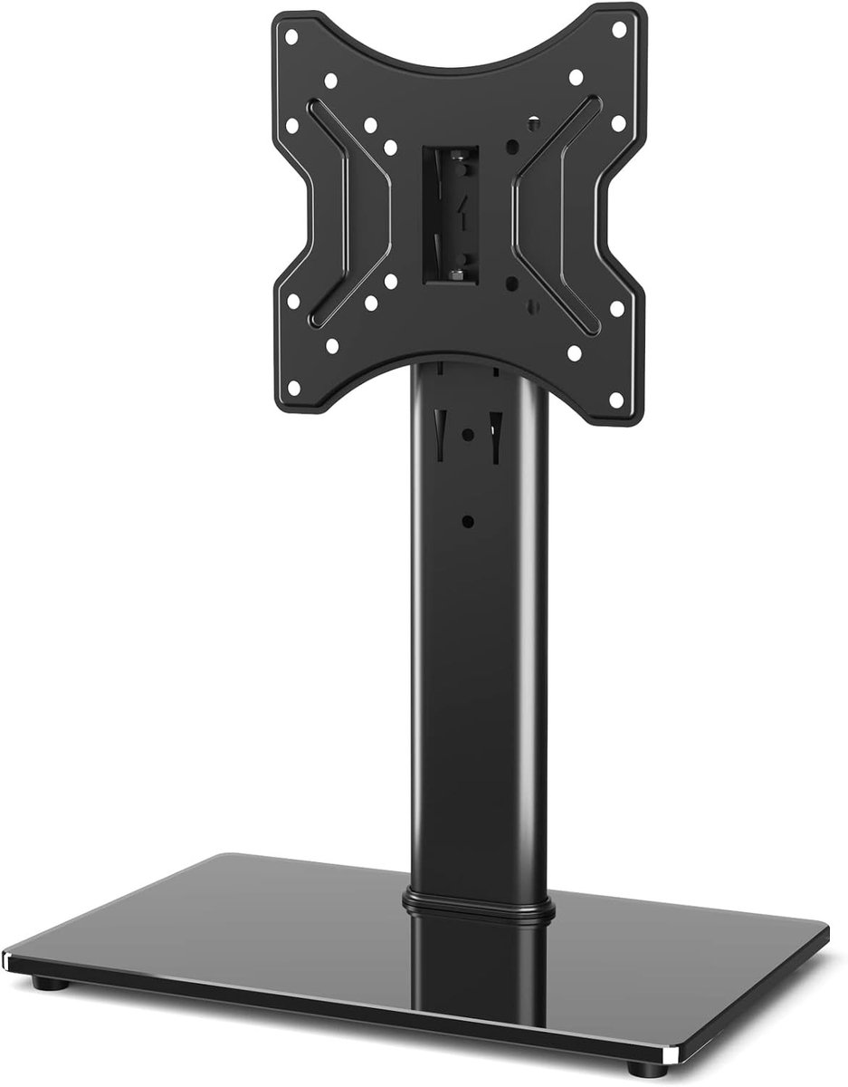 Verstelbare TV Stand voor 23-43 Inch Flat en Curved TV's, Tempered Glass Basis, Max 30kg Draagvermogen