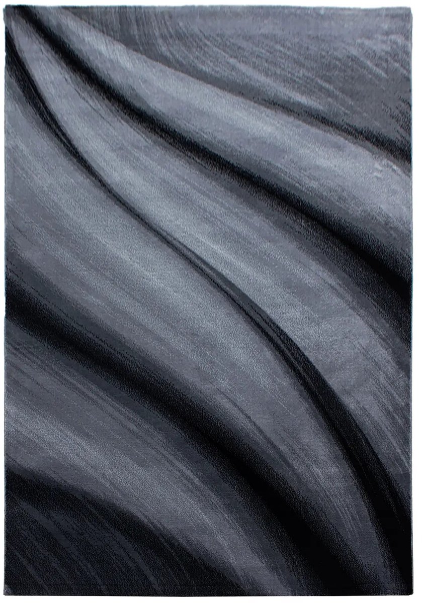 Dutch XXL Modern Vloerkleed | Tapijt | Miami | Golven | Zwart | 120x170 cm