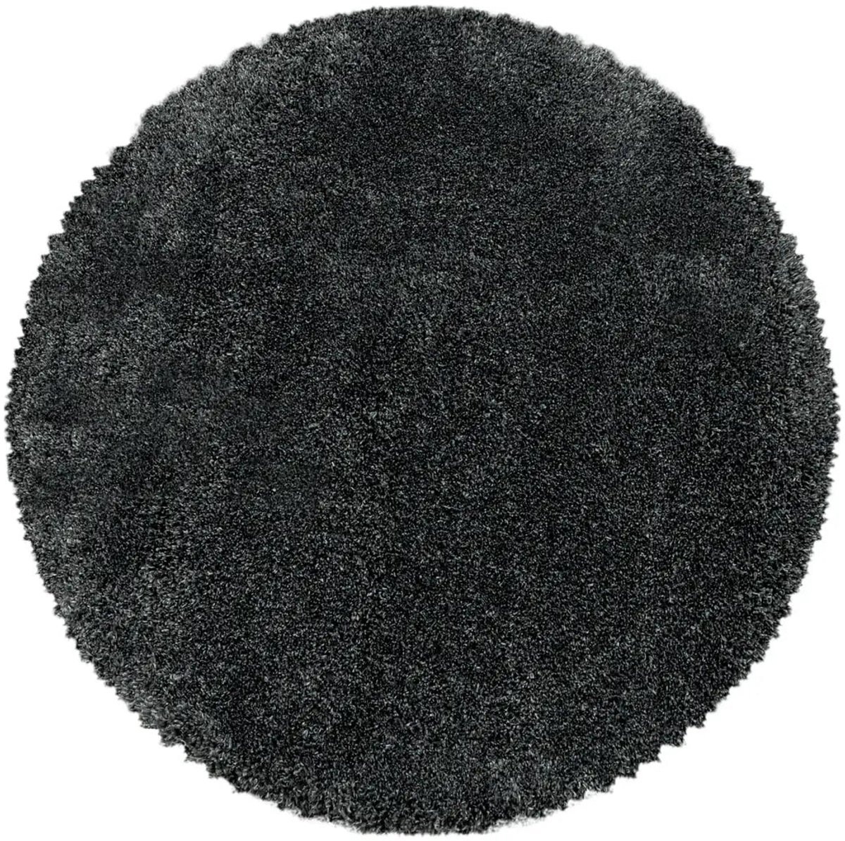 Dutch XXL Rond Hoogpolig Vloerkleed | Tapijt | Shaggy | Fluffy | Uni | Grijs | 80x80 cm