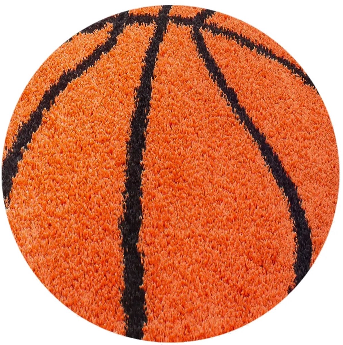 Dutch XXL Rond Kindervloerkleed | Tapijt | Shaggy | Fun | Basketbal | Oranje | 100x100 cm