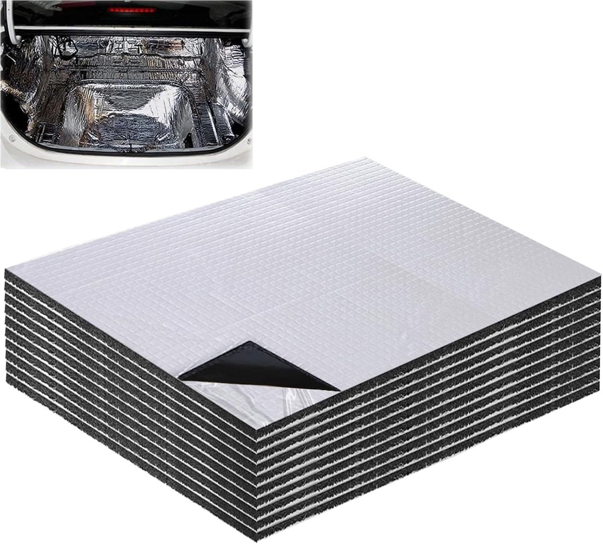 Geluiddempende isolatiematten, 10 stuks 40x25cm, zelfklevend, brandwerend, vochtbestendig, waterdicht (5mm)
