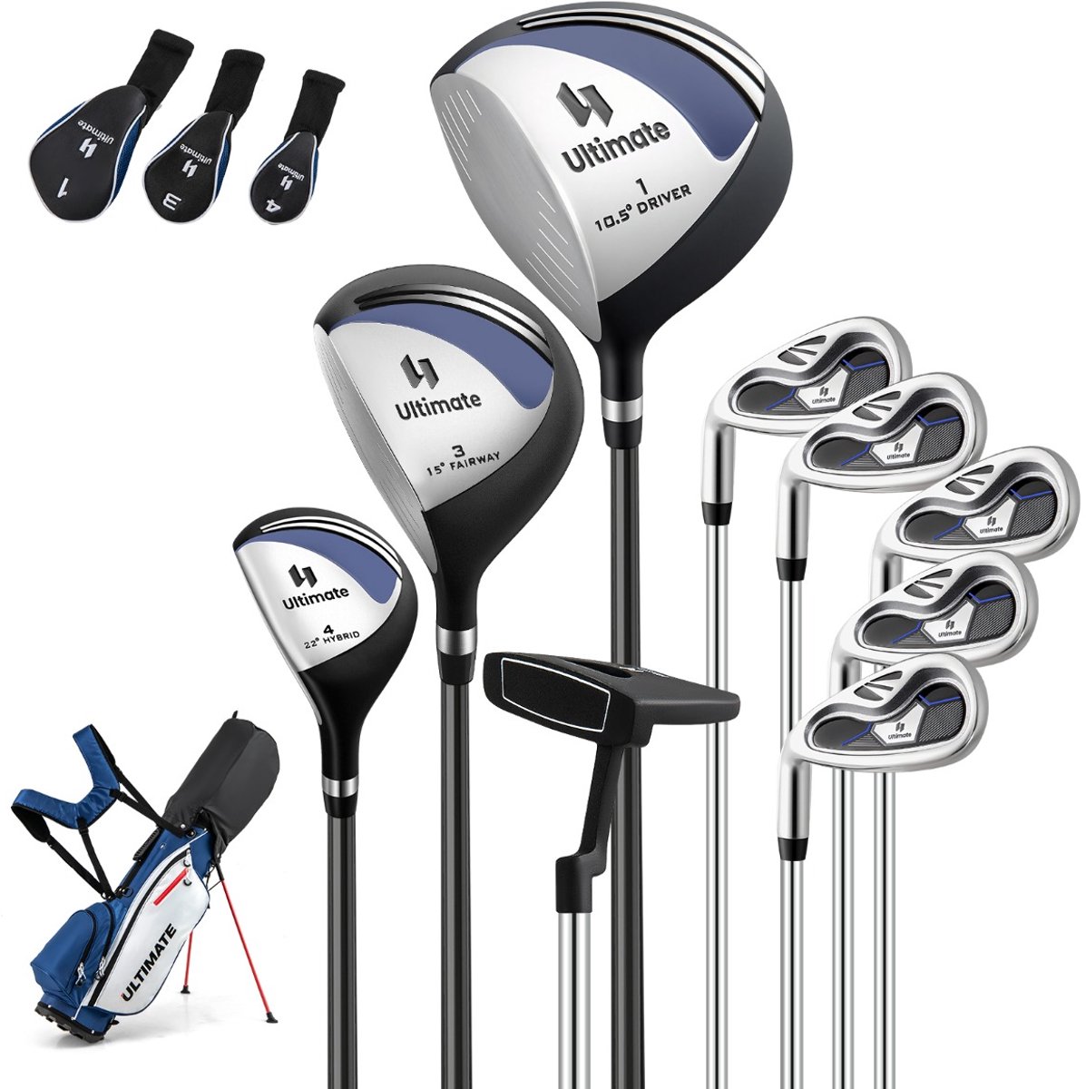 SureDeal® - Golf - Compleet Golfclubs - Tasset - Linkshandige Heren Draagbare - 83x51x96 cm - Naturel