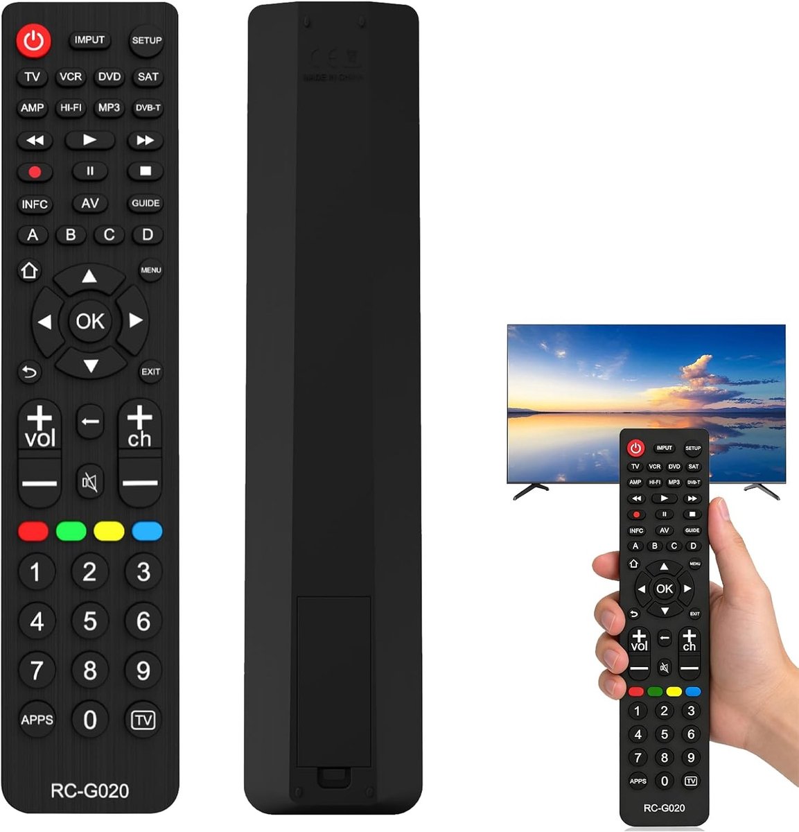 Universele afstandsbediening voor alle TV merken, infrarood bediening, eenvoudige installatie en perfecte vervanging voor uw televisie