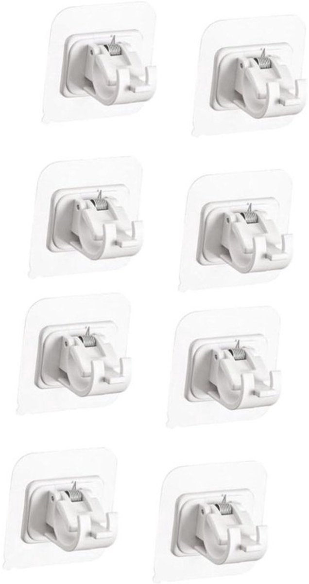 Gordijnroede Klemmen - Roedehouders Clips - Gordijnen Ophangen - Zelfklevend Zonder Boren - 8 stuks - Transparant