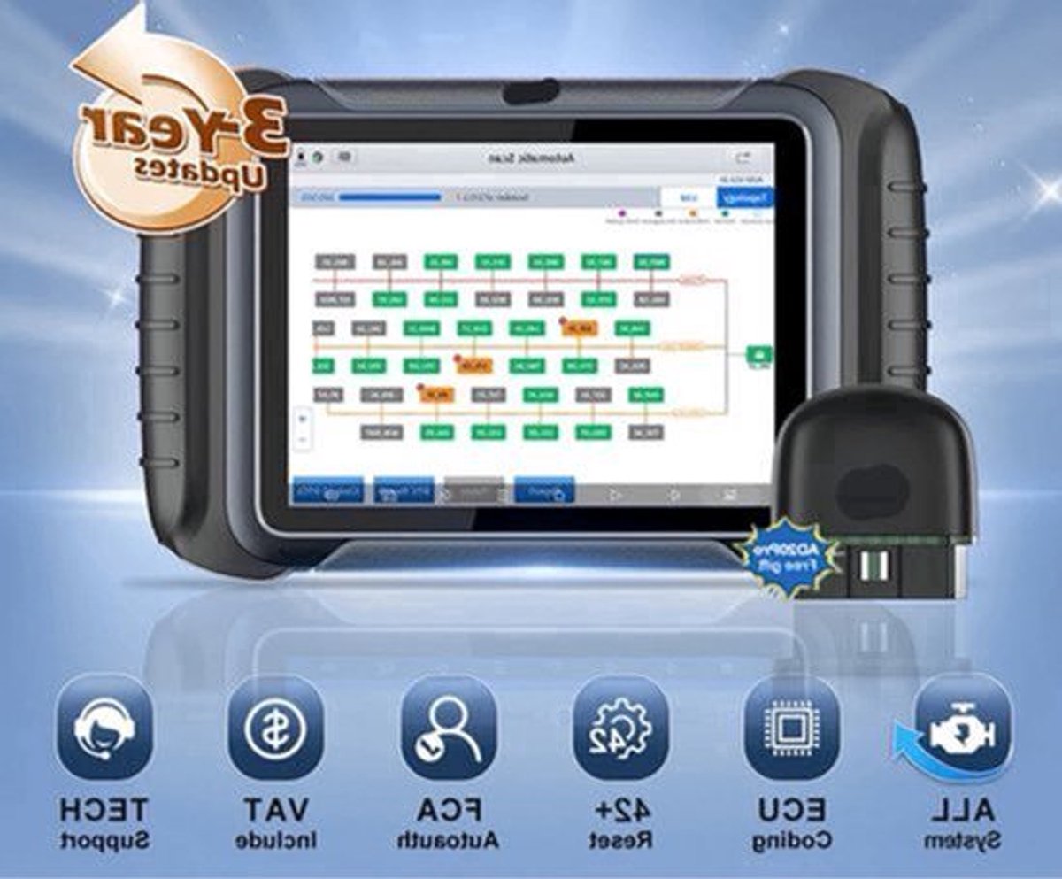 Autodiagnoseapparaat – Autoscanner – Diagnose Tool – Foutcode Uitlezer – OBD Scanner – 8-Inch Touchscreen – Meer Dan 42 Onderhoudsfuncties