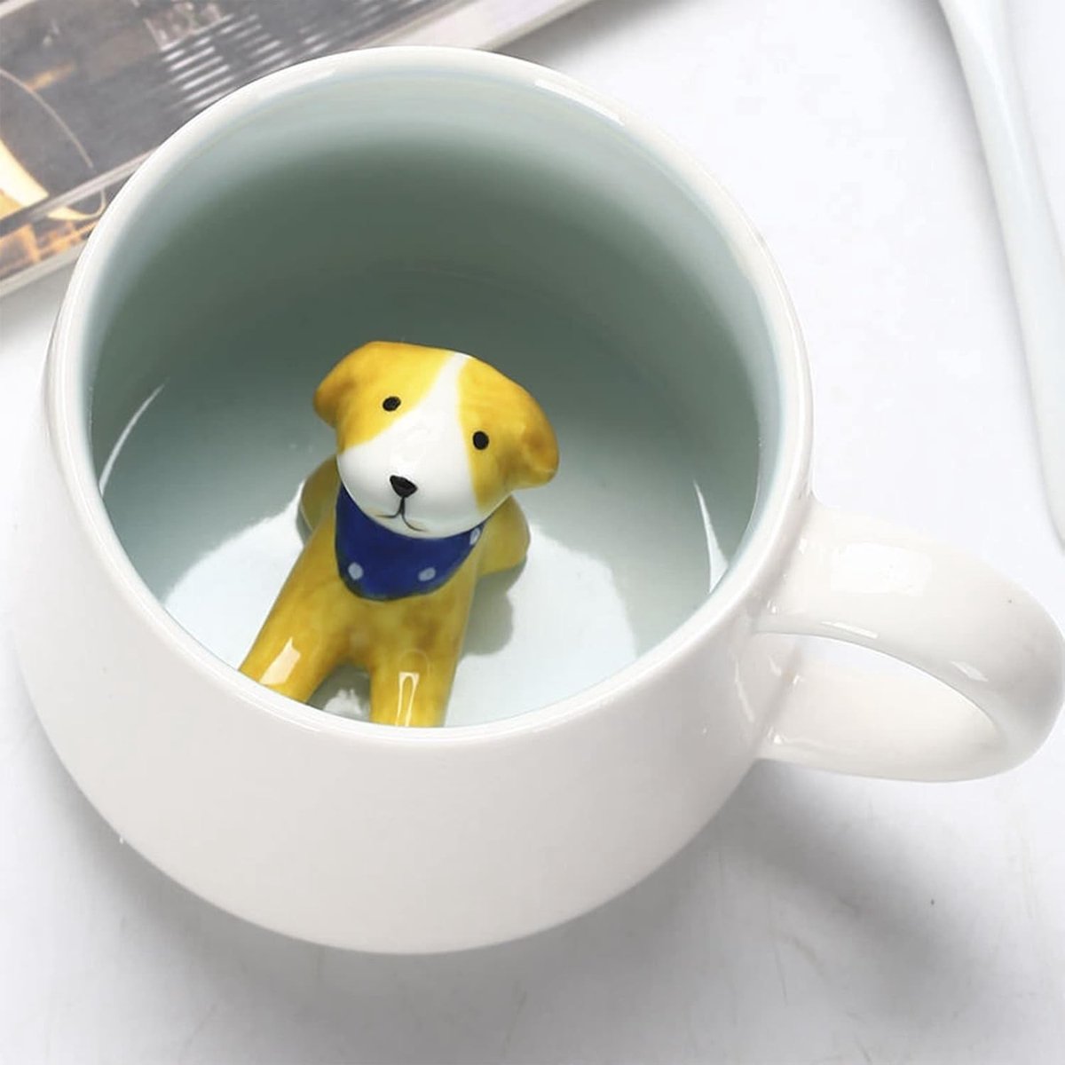 Grappige 3D Hondenmok - Keramische Koffiemok met Onderzetter voor Thee en Koffie, Perfect Cadeau voor Verjaardag, Vader, Moeder en Vrienden