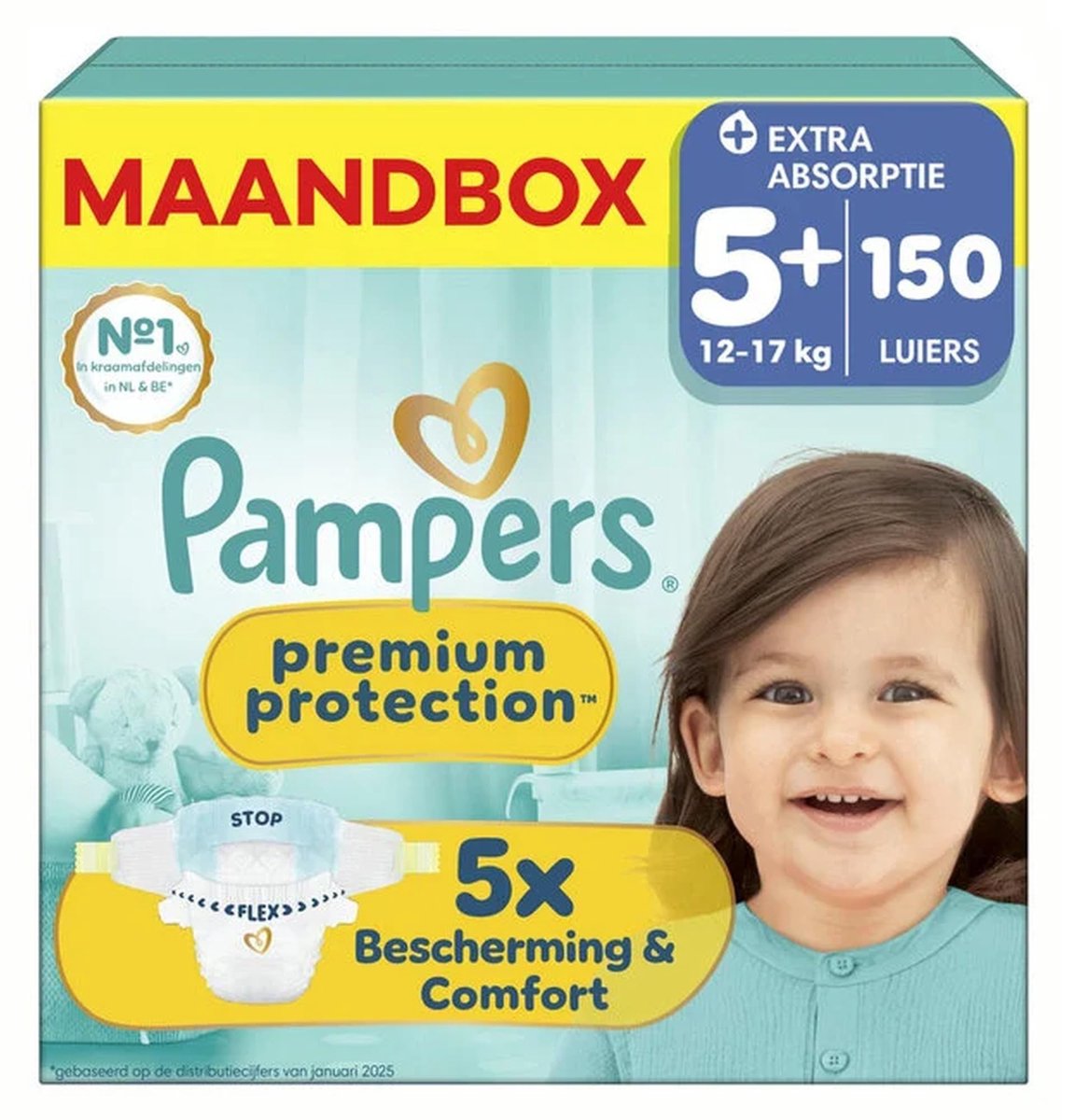Premium Protection Luiers - Size 5+ - Maandbox van 150 stuks