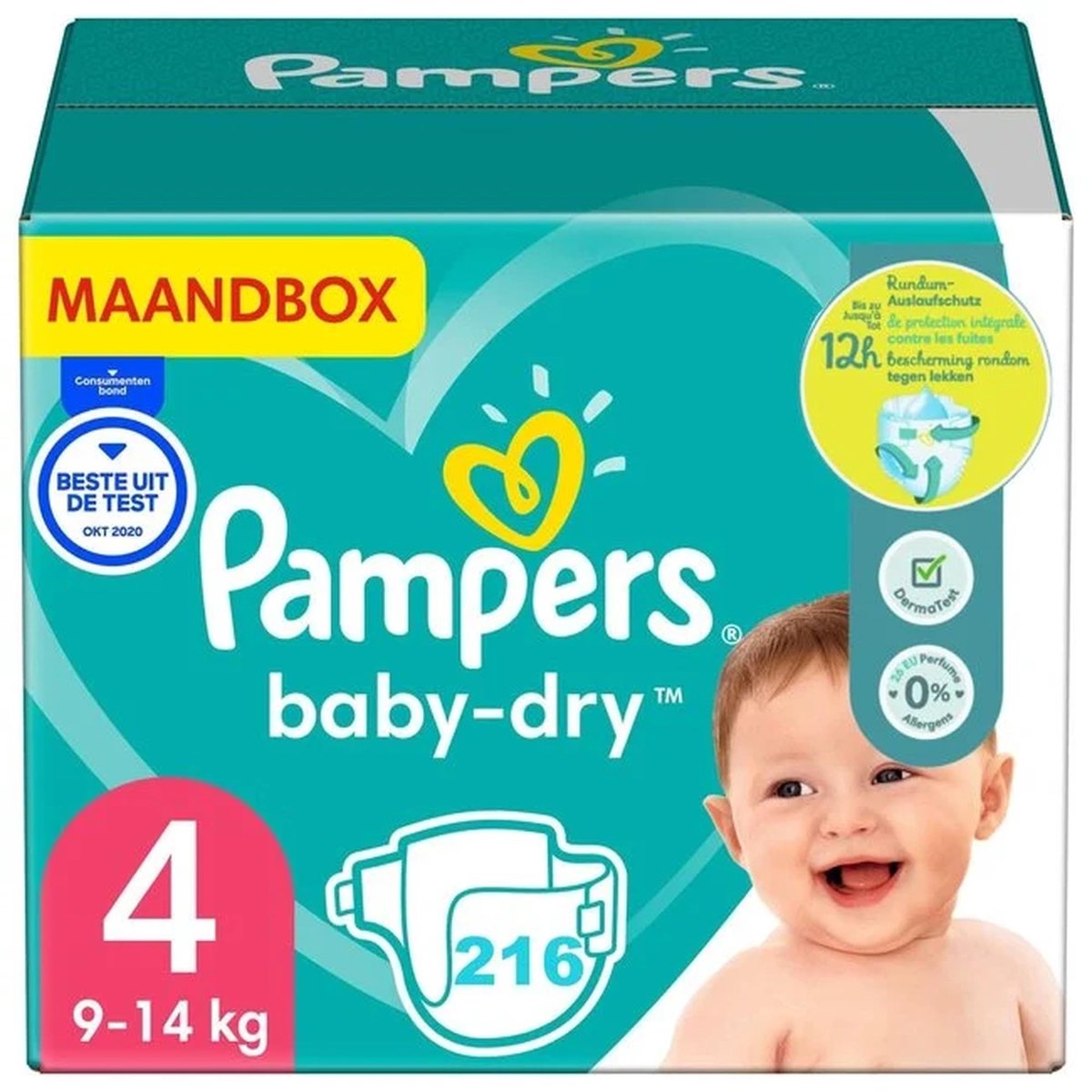 Baby Dry Size 4 - Maandbox - 216 luiers