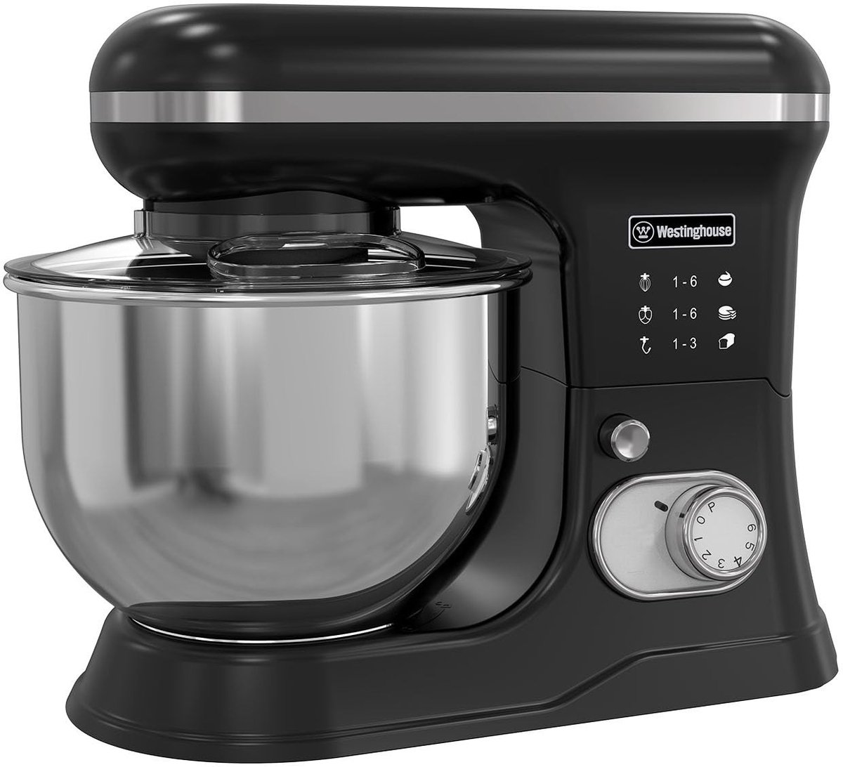 Retro Stand Mixer - 1200W met 5L Mengkom - Zwart