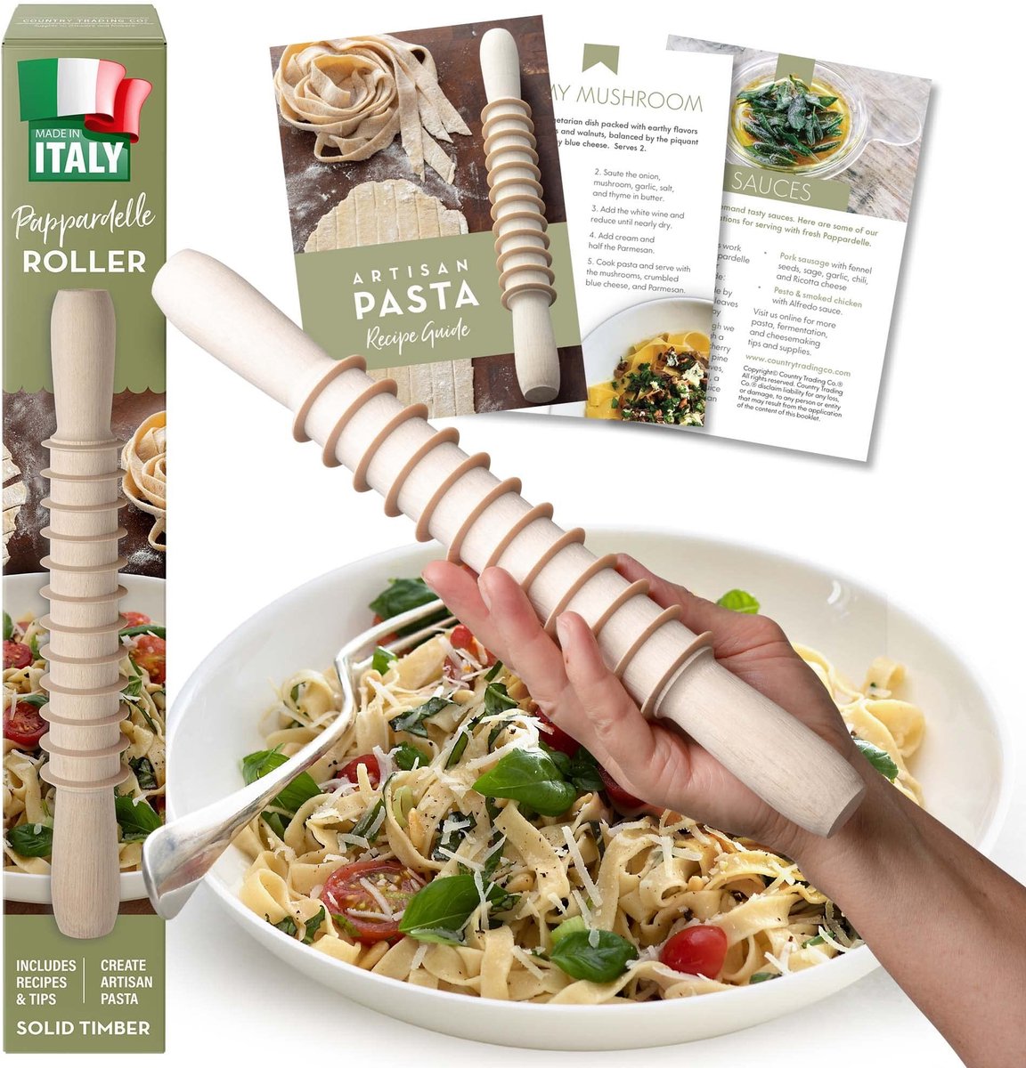 Houten Pastacutter Pappardelle Maker - Inclusief Recepten