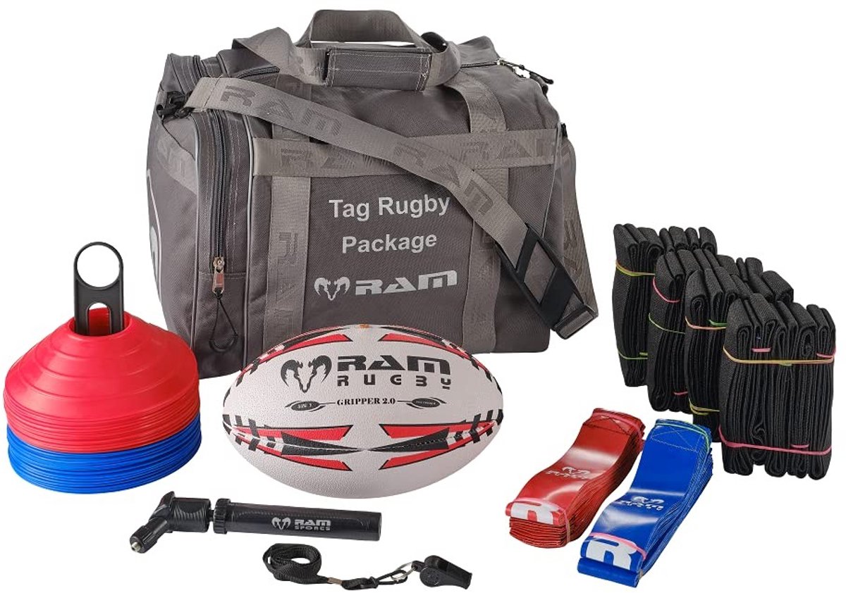 Tag Rugby Pakket - Inclusief 20 Belts, Bal, Pomp, Fluit en Cones