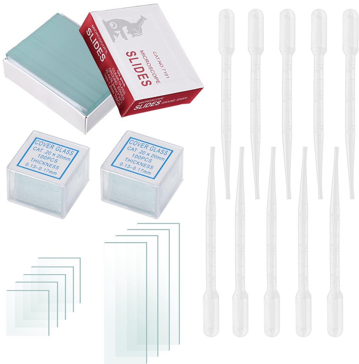 Microscoop Slides en Coverslips Set - 50 Microscopische Glazen en 200 Coverslips