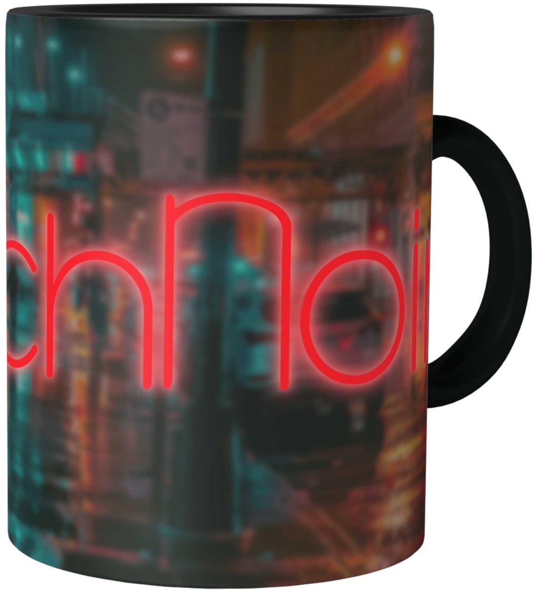Keramische Koffiemok 330 ml - zwart met fotorealistische print
