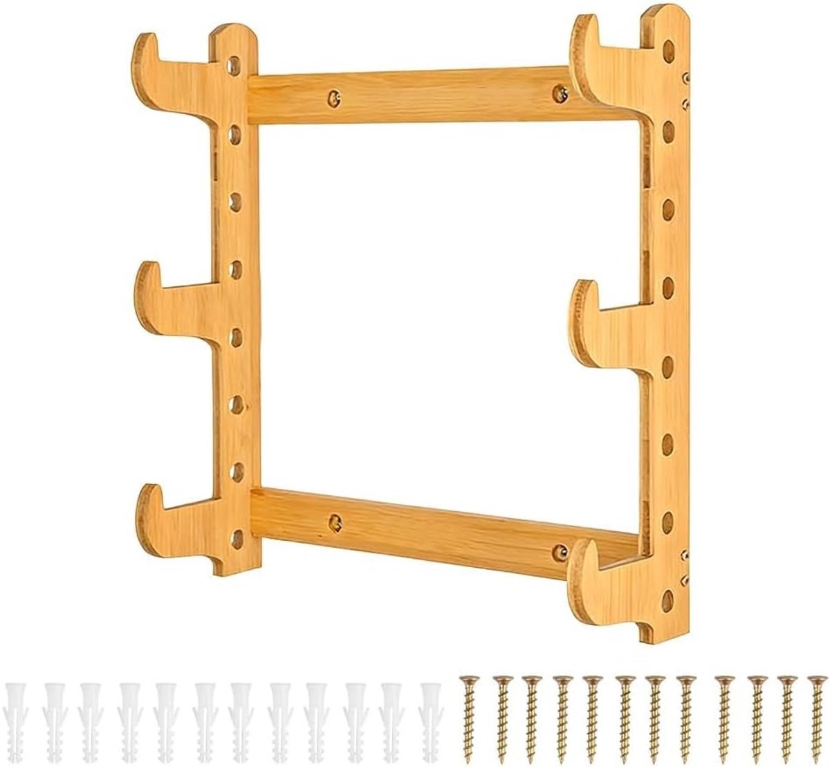 Multilayer Boogstandaard voor Muurbevestiging, Geschikt voor Recurve, Compound en Longbows, Duurzaam Bamboe Design