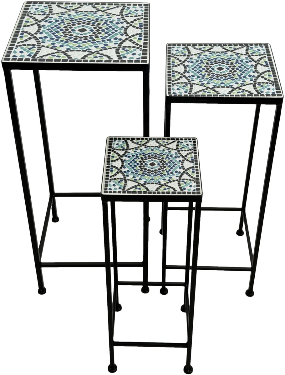 Eline Mosaic Plant Table Set van 3 - Multicolour met keramische tegels