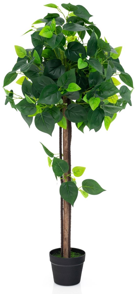 SureDeal® - Kunstplant - Kunsthortensiaboom Namaak Zijden - Echt Houten Stam - Groen en zwart