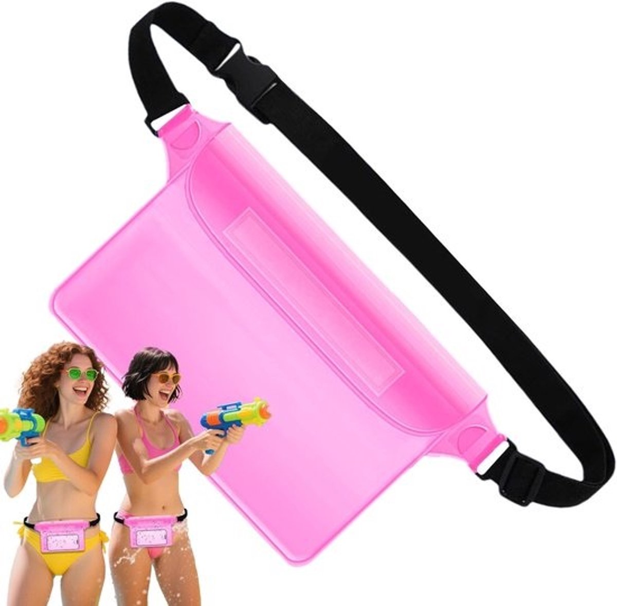 Waterdichte Heuptas - Telefoon Portemonnee - Water Sporten - Geavanceerd Afdichtingssysteem - 27 x 24 cm - Roze