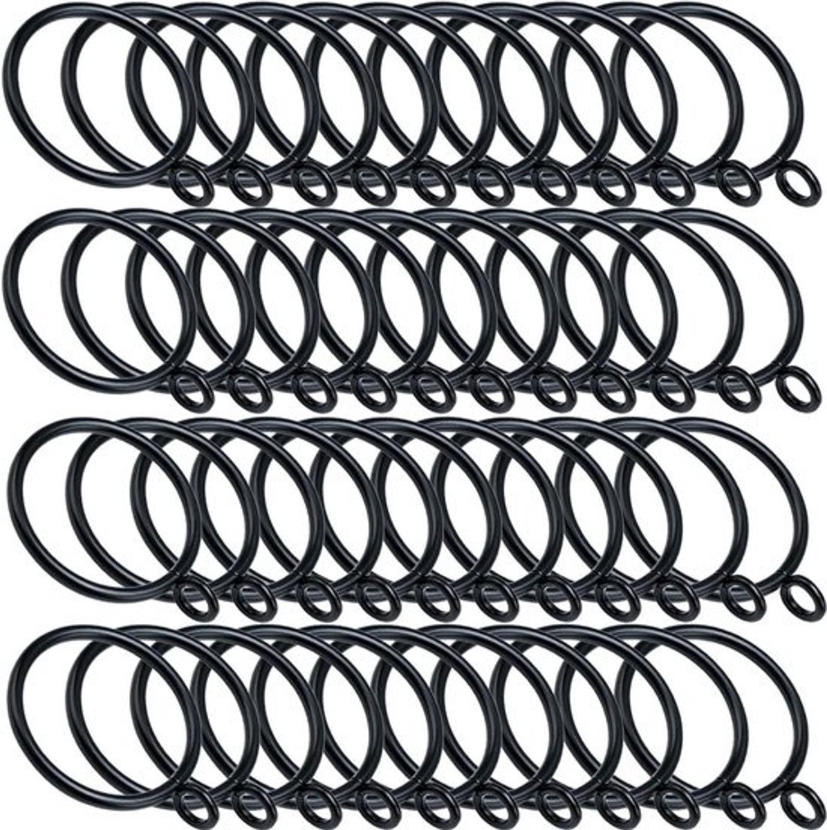 Gordijnringen met Clips - Metalen Klemringen - Gordijnen Ophangen - Roestvrij Metaal - 44 stuks - Zwart