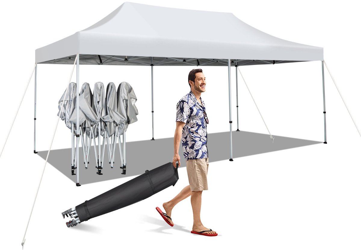 SureDeal® - Partytent - Vouwpaviljoen Paviljoen - Wielen Bescherming Waterdicht - 600x300x300 cm - Wit