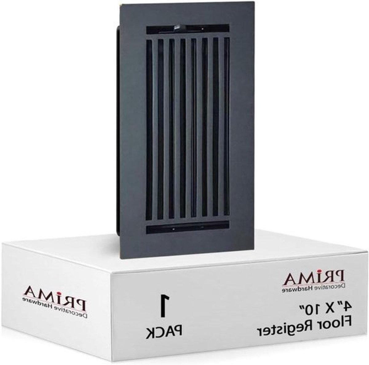 Vloerregister Aluminium - Ventilatie rooster - Luchtstroom Regelen - Afneembare Metalen Demper - 4 x 10 Inch - Zwart Mat