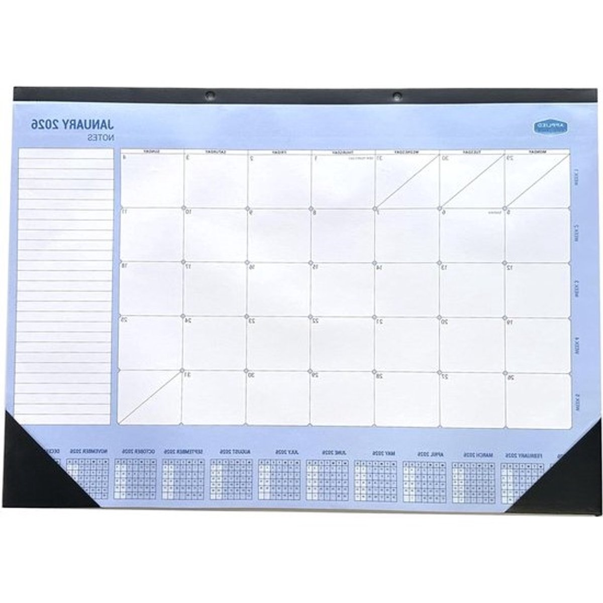 Bureaukalender Organizer - Wandplanner Pad - Dagelijkse Planning - Maandelijkse Weergave - A2 - 402 x 594mm - Rood en Zwart